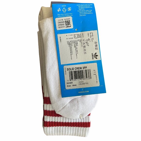 Adidas Classic Men Women Solid Crew 3PP Set of 3 Pairs Fashion Casual Socks Red - Picture 2 of 2